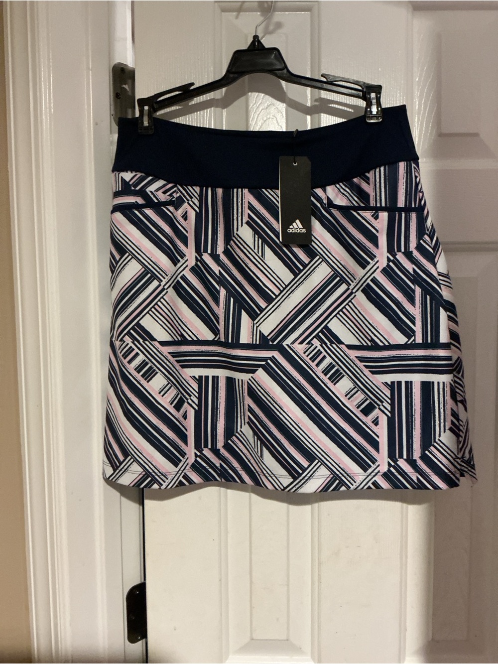 adidas Navy and Light Pink Geometric Active Skort